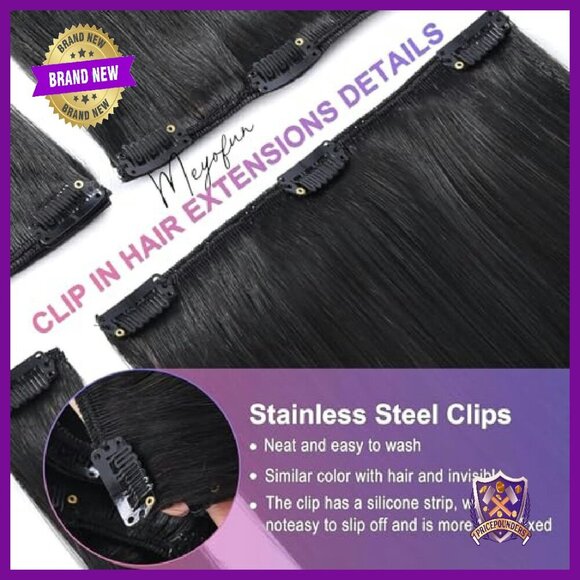 20 Inch Real Human Hair Clip In Extensions 8pc Set Straight Remy main image 5